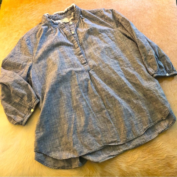 2/$20 Anthropologie Birds of Paradis Trovata M/L linen blend blouse-see detail - Picture 1 of 3
